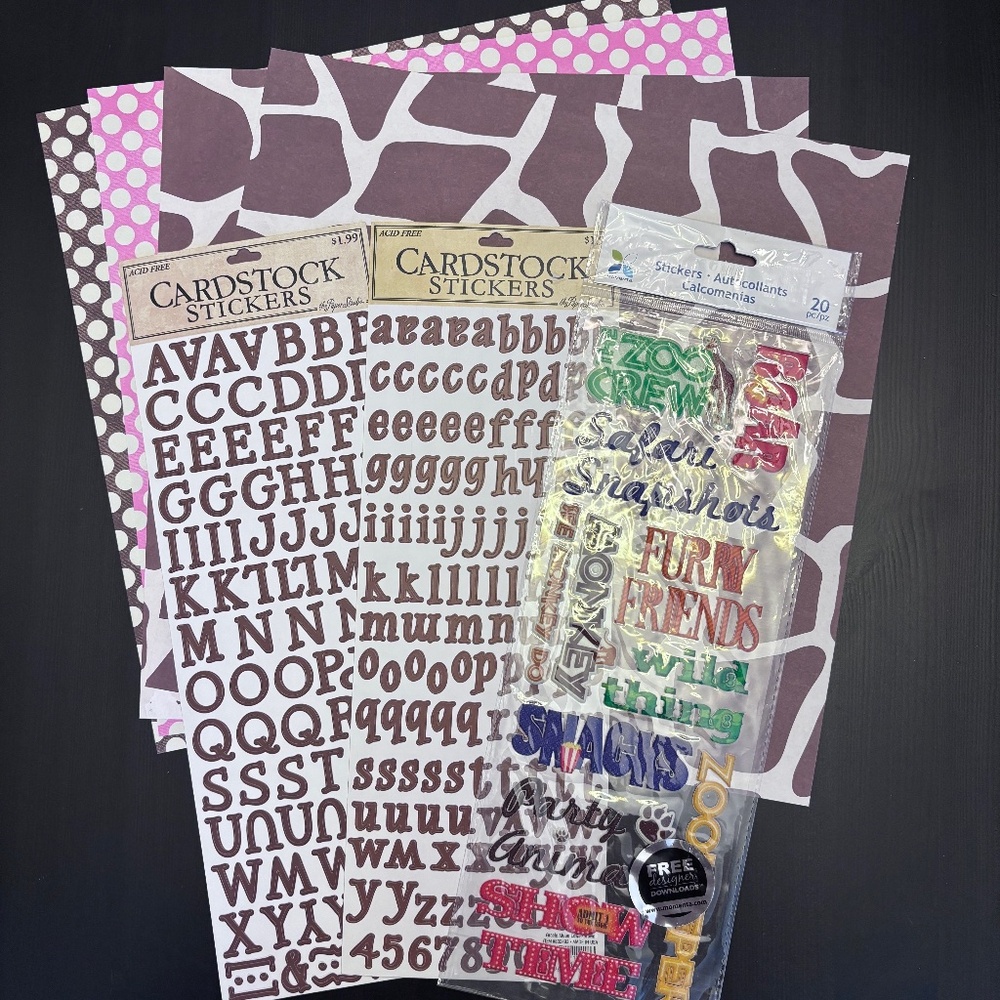 Zoo - Scrapbooking Bundle of Paper and Stickers